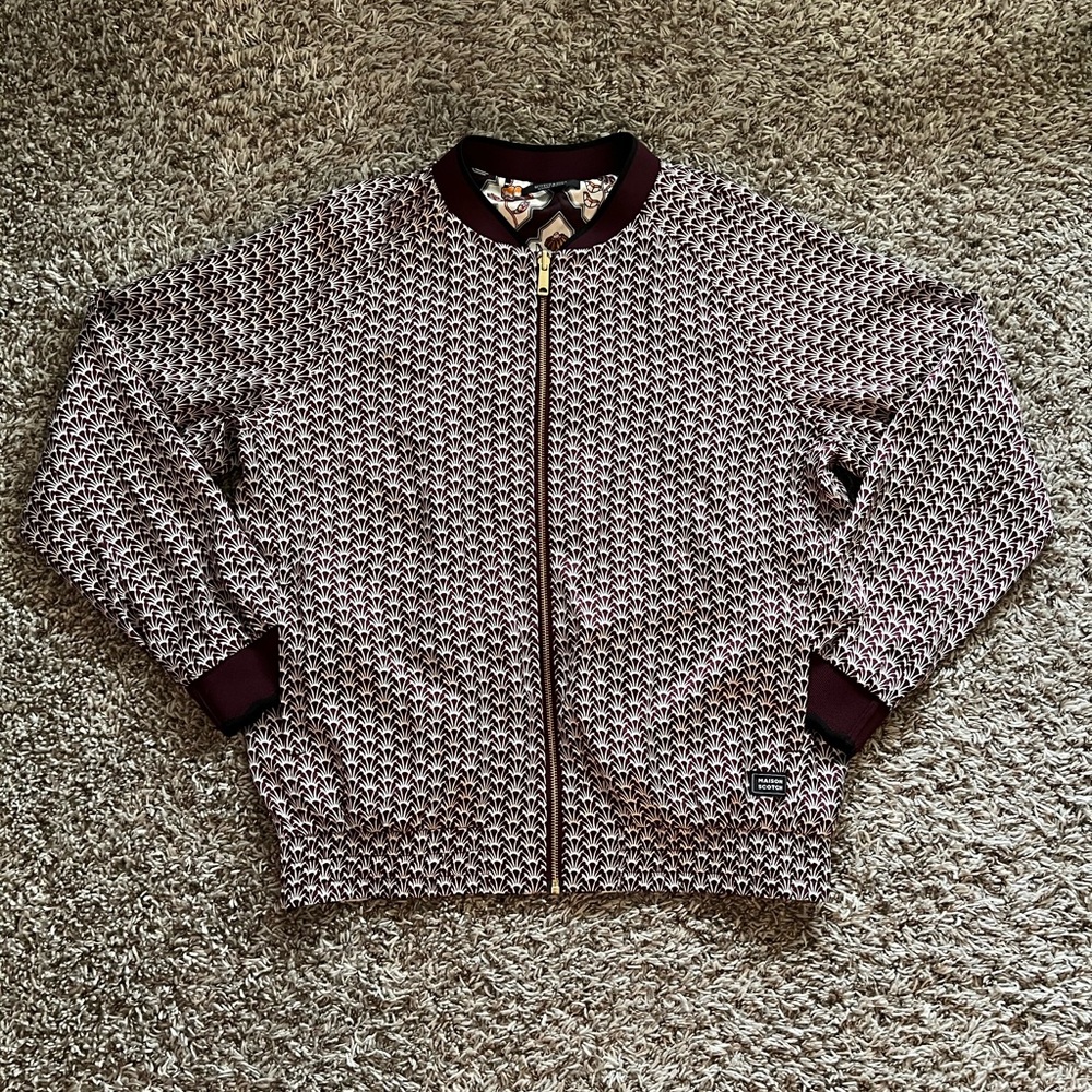 Scotch & Soda Dark Burgundy Floral Bomber Jacket reversible. - Picture 7 of 10